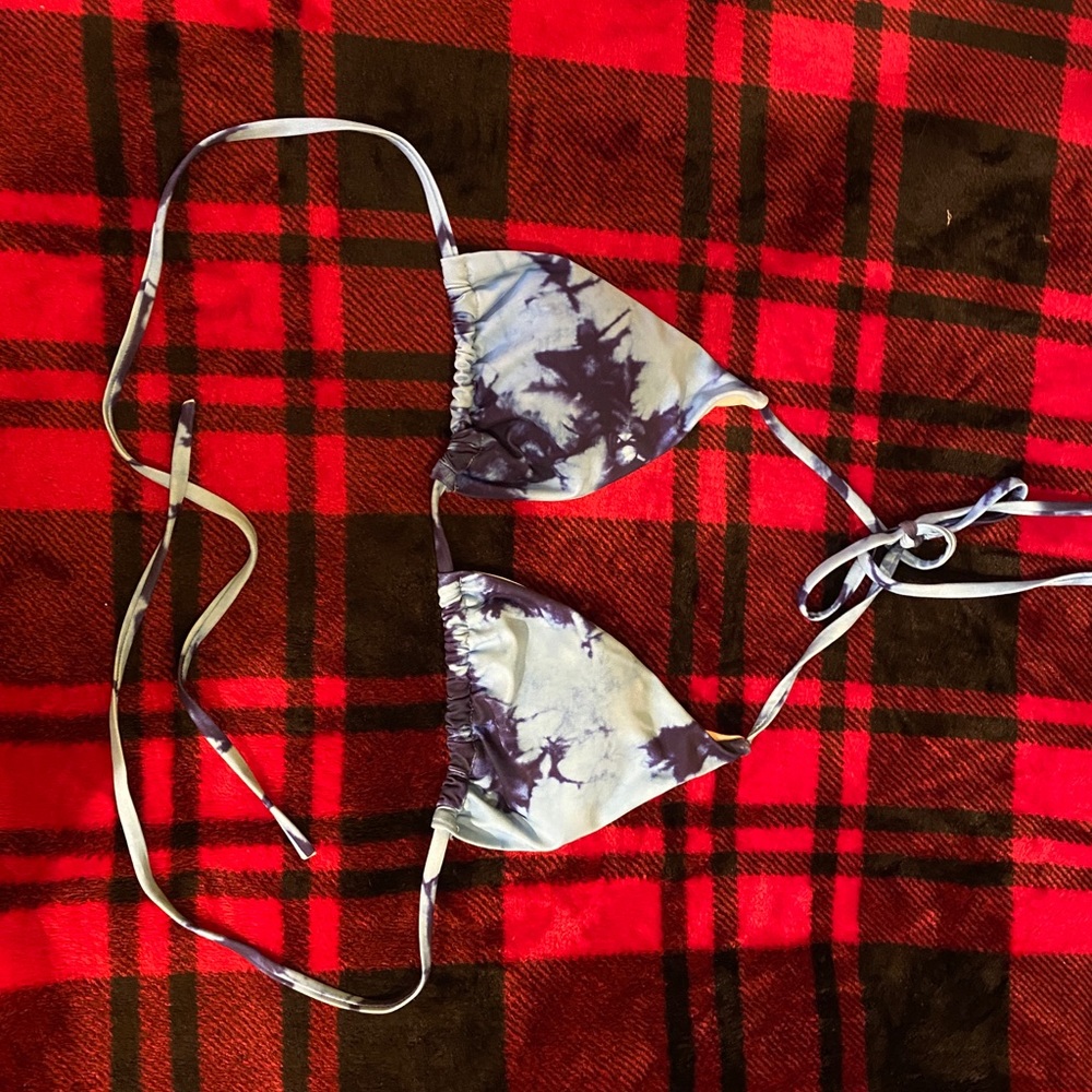 blue tie dye bikini top